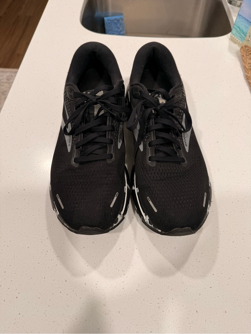 Brooks Ghost Men’s Running Shoes - Black with White Marbled Midsole - Picture 2 of 5